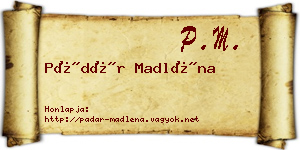 Pádár Madléna névjegykártya